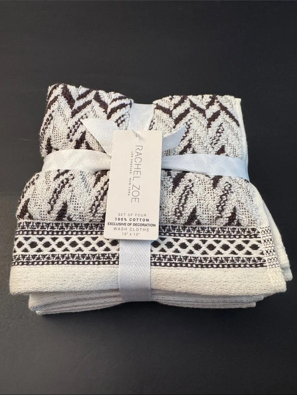 8pc RACHEL ZOE 100% Cotton(EOD) Chevron Pattern Bath Towel Set - Cocoa/Coco